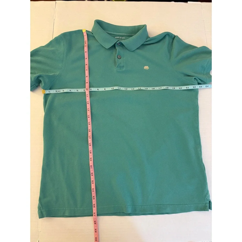 Banana Republic Green Pique Cotton Short Sleeve Preppy Elephant Logo Shirt Lg